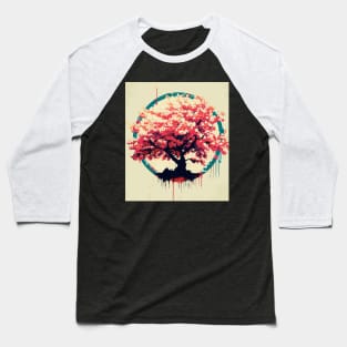 Pixel vintage graffiti japan cherry blossom tree Baseball T-Shirt